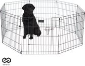 Infinity Goods Puppyren - Hondenren - 8 Panelen - 60 x 76 CM - 608 CM Omtrek - Opvouwbaar - Met Deur - Konijnenren - Zwart