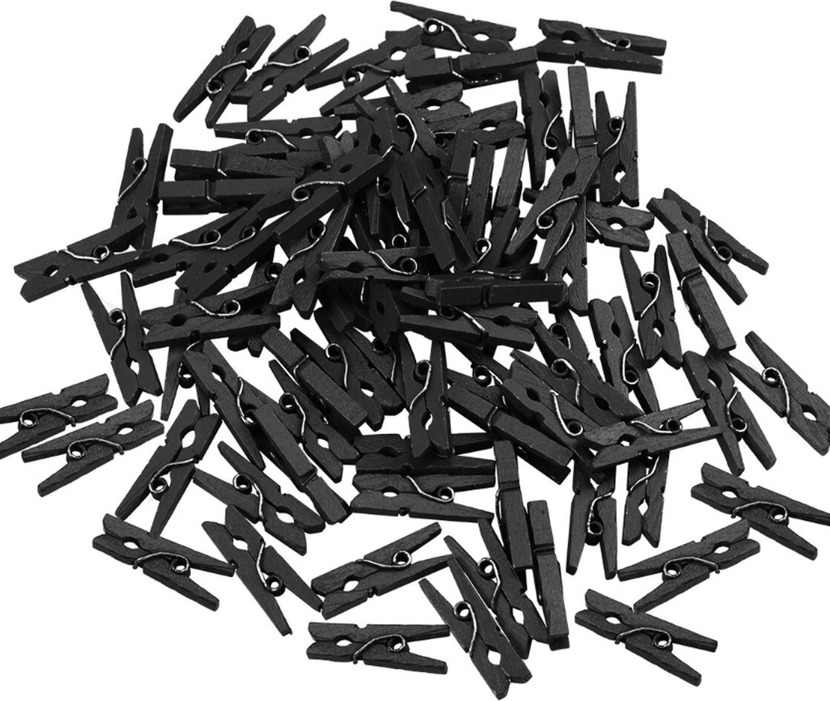 Knijpers - set van 100 mini knijpers zwart hout - decoratie - knutselen - kaarten en posters ophangen - Merkloos