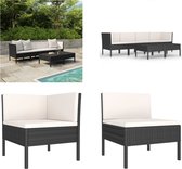 vidaXL 6-delige Loungeset met kussens poly rattan zwart - Tuinbank - Tuinbanken - Loungebank - Loungebanken