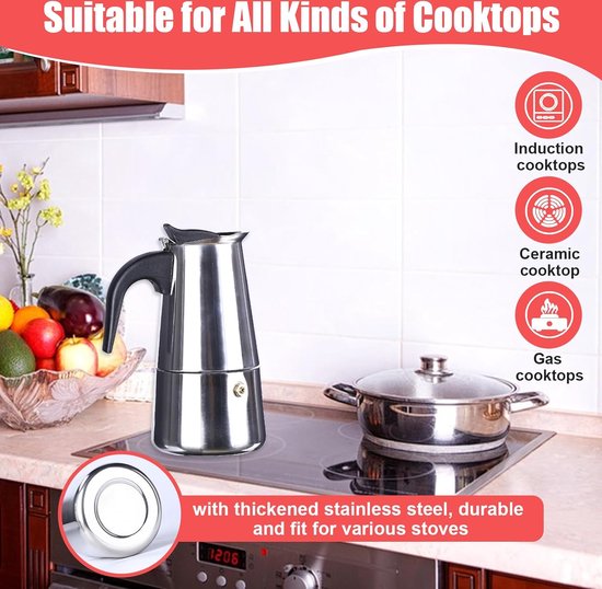 Elektrische Espressomachine Voor 6 Kopjes-300 Ml Elektrische Koffiezetapparaat Aluminium Espressomachine Mokka
