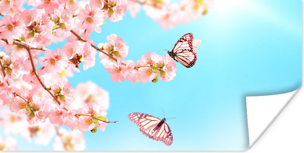 Poster Vlinders - Boom - Bloemen - 40x20 cm