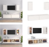 vidaXL Tv-meubelen 4 st massief grenenhout wit - Tv-kast - Tv-kasten - Tv-meubel - Hifi-meubel