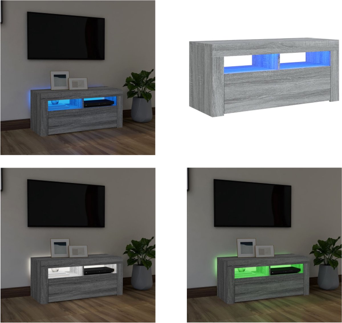 vidaXL Tv-meubel met LED-verlichting 90x35x40 cm zwart
