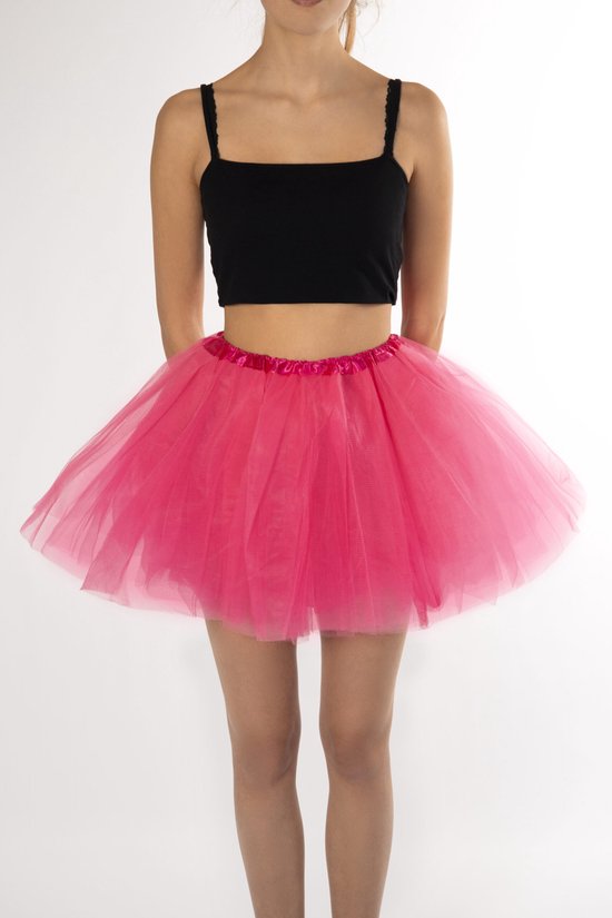 KIMU® Tutu Rose Tulle Jupe - Taille XL XXL 3XL - Néon Jupon Rok Femme - Jupon Tulle Jupe Adultes Pink Candy Dames Carnaval Costume de Carnaval