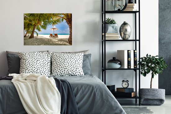 Chaises de plage sur une plage tropicale 60x40 cm / Mer et plage