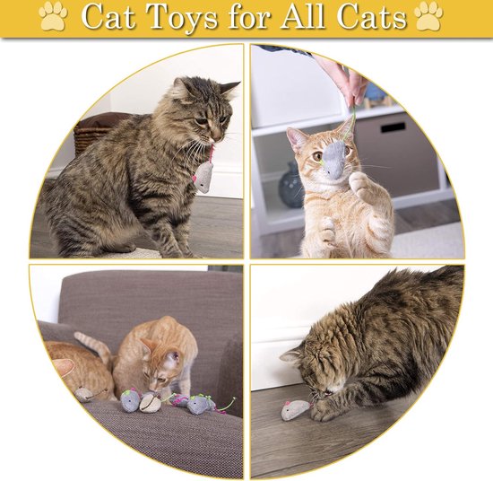 Katten Speelgoedset: Muis (8 stuks) & Rups (1 stuk) met kattenkruid en