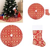 vidaXL Kerstboomrok luxe met sok 122 cm stof rood - Kerstboomjurk - Kerstboomjurken - Kerstboomrok - Kerstboomrokken