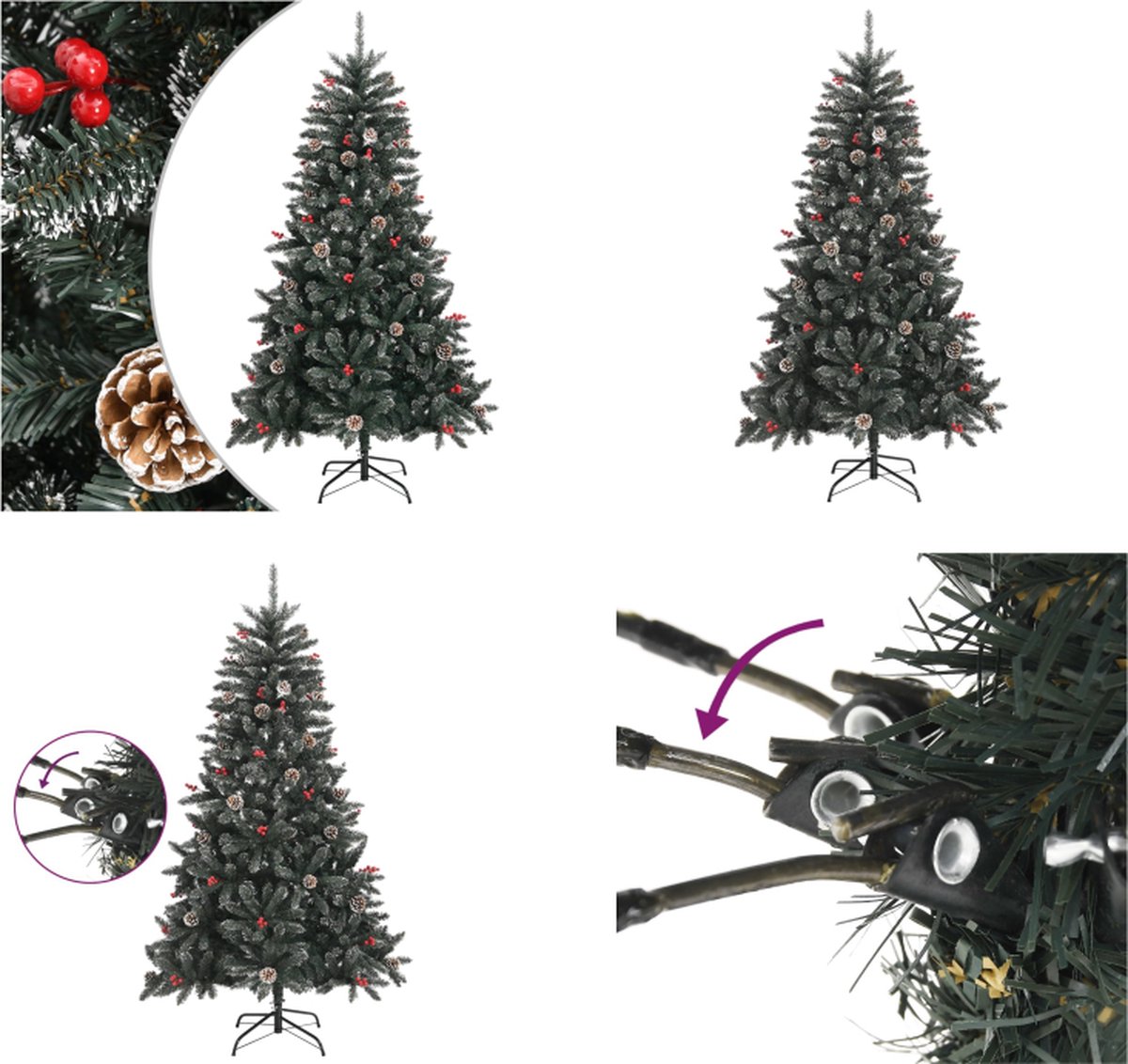 vidaXL Kunstkerstboom met standaard 150 cm PVC groen - Kerstboom - Kerstbomen - Kunstkerstboom - Kunstboom