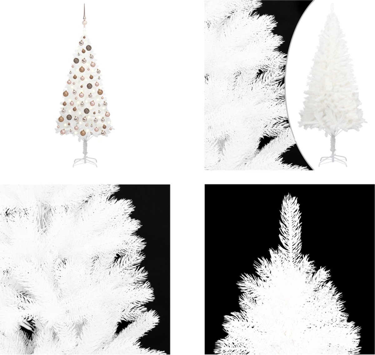 vidaXL Kunstkerstboom met LED's en kerstballen 180 cm wit - Kunstkerstboom - Kunstkerstbomen - Kerstboom - Kerstdecoratie