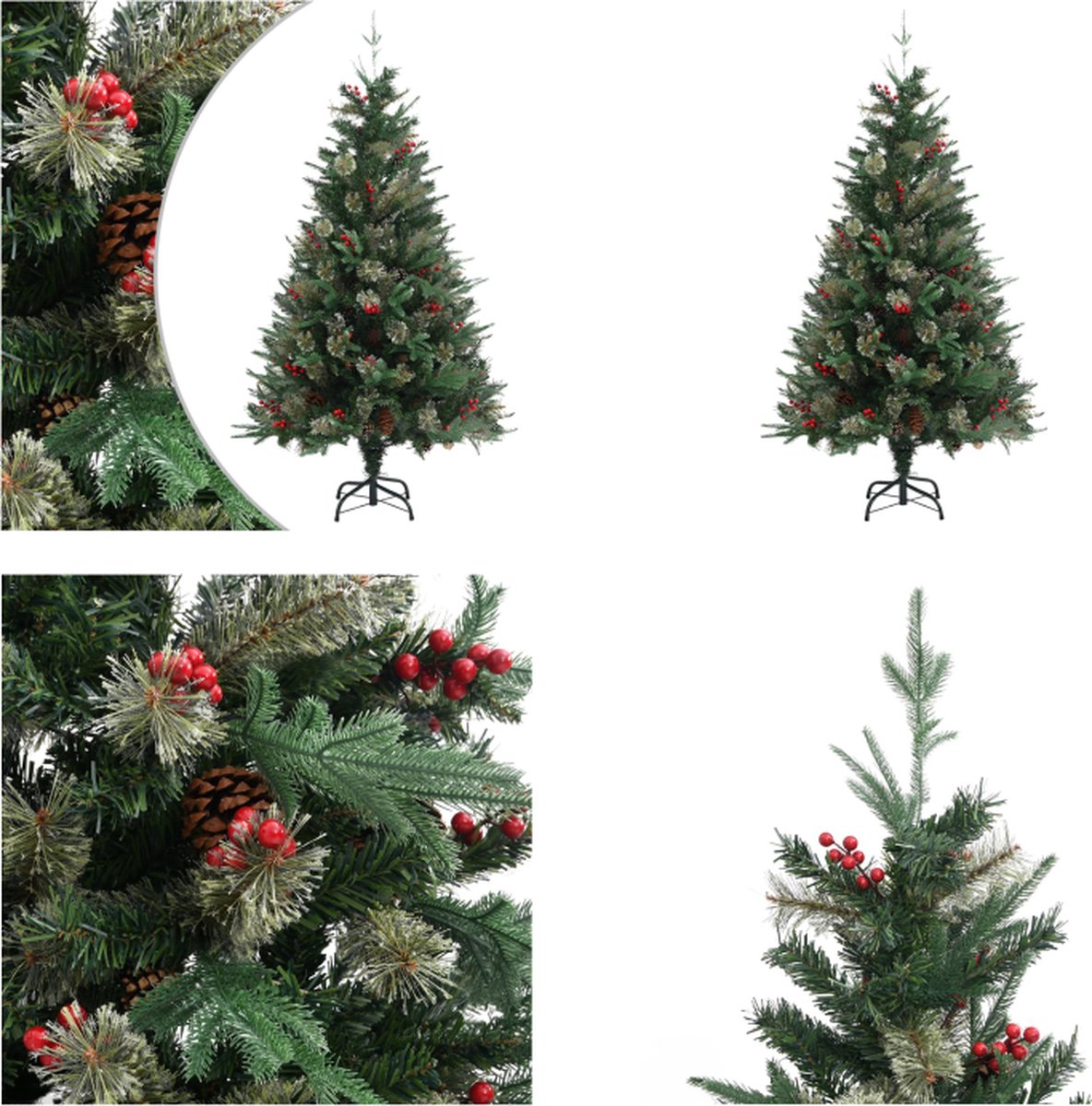 vidaXL Kerstboom met dennenappels 150 cm PVC en PE groen - Kerstboom - Kerstbomen - Kunstkerstboom - Kunstkerstbomen