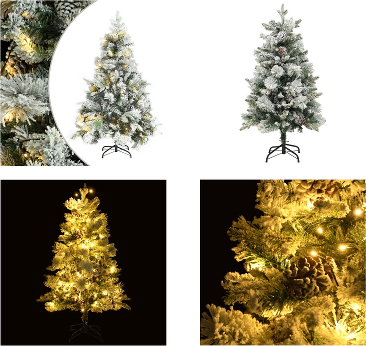 vidaXL Kerstboom met LED's- dennenappels en sneeuw 150 cm PVC en PE - Kunstkerstboom - Kunstkerstbomen - Kerstboom - Kerstdecoratie