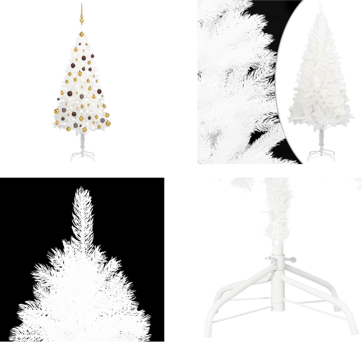 vidaXL Kunstkerstboom met LED's en kerstballen 150 cm wit - Kunstkerstboom - Kunstkerstbomen - Kerstboom - Kerstdecoratie
