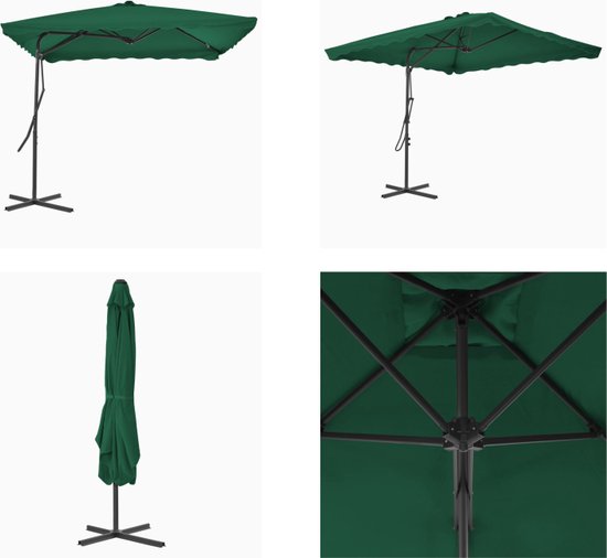 Parasol met LED's en stalen paal 2x3 m groen kopen