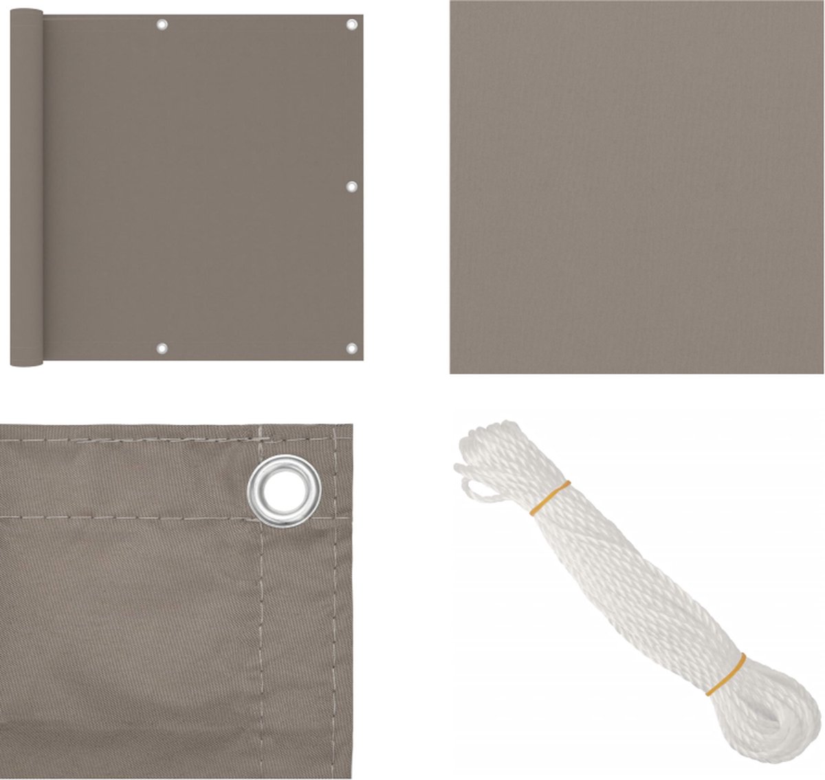 VidaXL Balkonscherm 90x500 cm oxford stof taupe Balkonscherm Balkonschermen Scherm Schermen