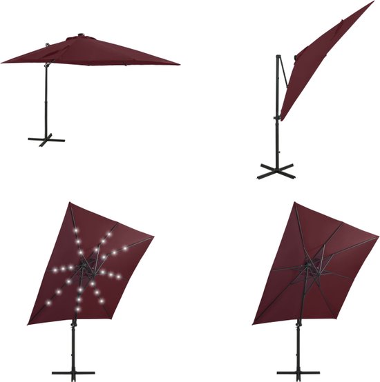 vidaXL Parasol flottant avec mât et éclairage LED 250 cm Bordeaux - Parasol flottant - Parasols flottants - Parasol - Parasols