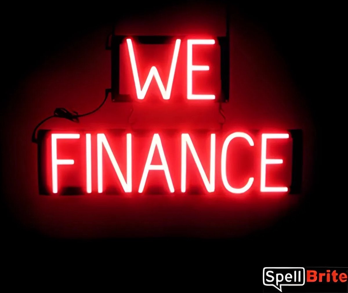 WE FINANCE - Lichtreclame Neon LED bord verlicht | SpellBrite | 64 x 38 cm | 6 Dimstanden - 8 Lichtanimaties | Reclamebord neon verlichting
