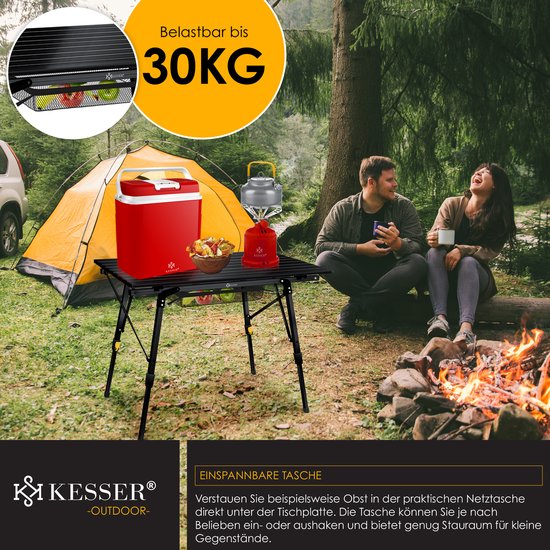 KESSER® Campingtafel inklapbare Tafel - Vouwtafel voor Buiten en Camping 90 x 53 cm - Zwart van KES — afbeelding 2