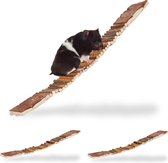 Relaxdays knaagdier brug set van 3 - hamster speelgoed hout - buigbaar - vogelspeelgoed