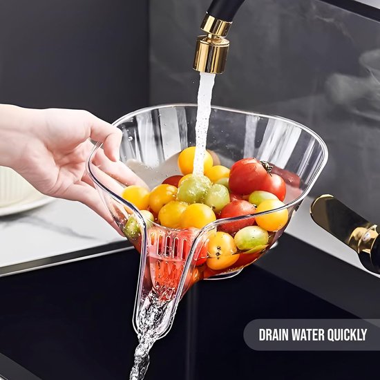 RVS Vergiet Zeef en Keuken Serveerkom Set 3-delige Multifunctionele Wastafel Set voor Salade Groenten Rijst Wassen Afvoer Afvoerhouder Rasp Bekken Keukengerei Fruit Groente Beugel(30 cm