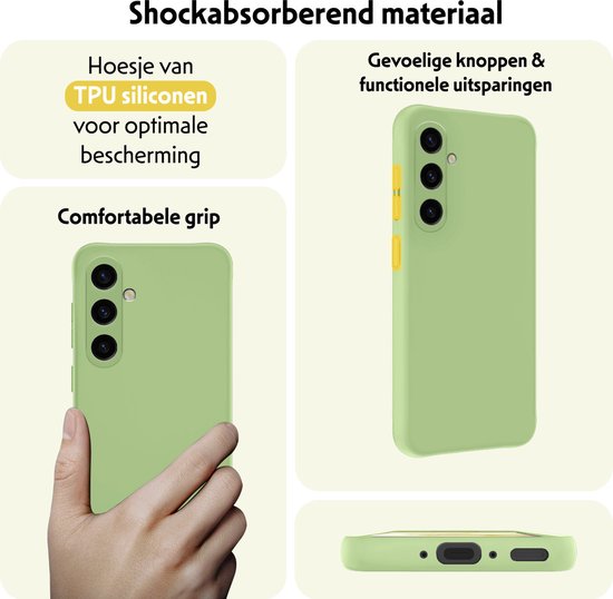 Coque pour Samsung A35 Coque en Siliconen avec Protecteur d'écran - Coque pour Samsung Galaxy A35 5G Coque en Siliconen - Vert