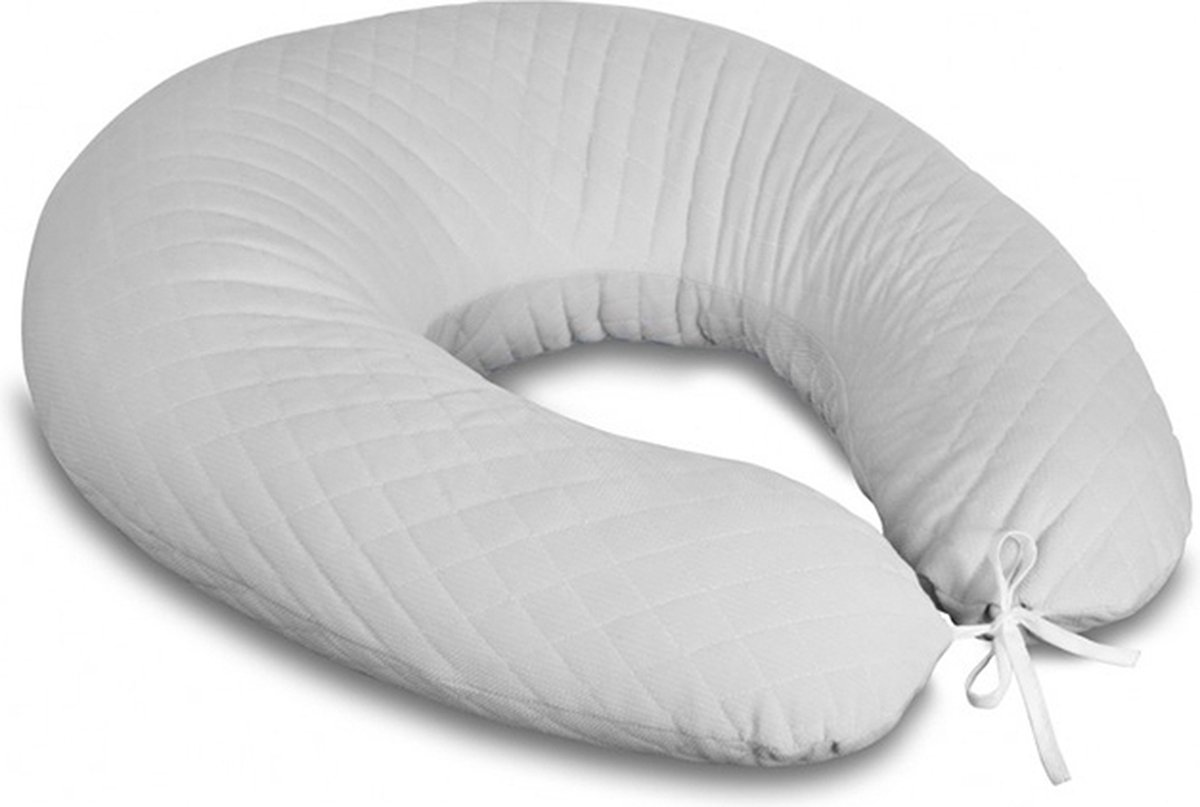 Goedkoopste Babybam Voedingskussen Soft Velvet Grijs 185 cm - Zwangerschapskussen - Zijslaapkussen - Met Handige Afritsbare Hoes