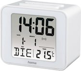Hama Draadloze wekker met LED display - Digitale klok - Sluimerfunctie - Datum- en temperatuurweergave - Reiswekker - 7x4x6 cm - incl. baterijen - Wit