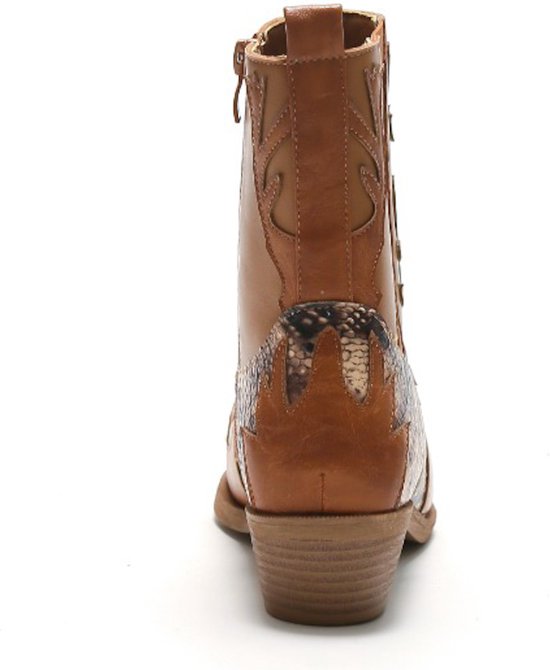 SmileFavorites® Dames Cowboylaarzen met Hak Kort - Imitatieleer - Camel