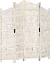 vidaXL-Kamerscherm-met-4-panelen-handgesneden-160x165-cm-mangohout-wit