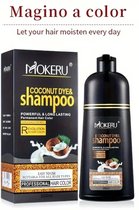 100% zeer effectieve Haarverf Shampoo Met Kokosolie en natuurlijke ingredienten 500ML. Semi-permanente Haarverf Shampoo zwart 100% Dekking Wit Haar. Haarverf Shampoo zonder chemische stoffen