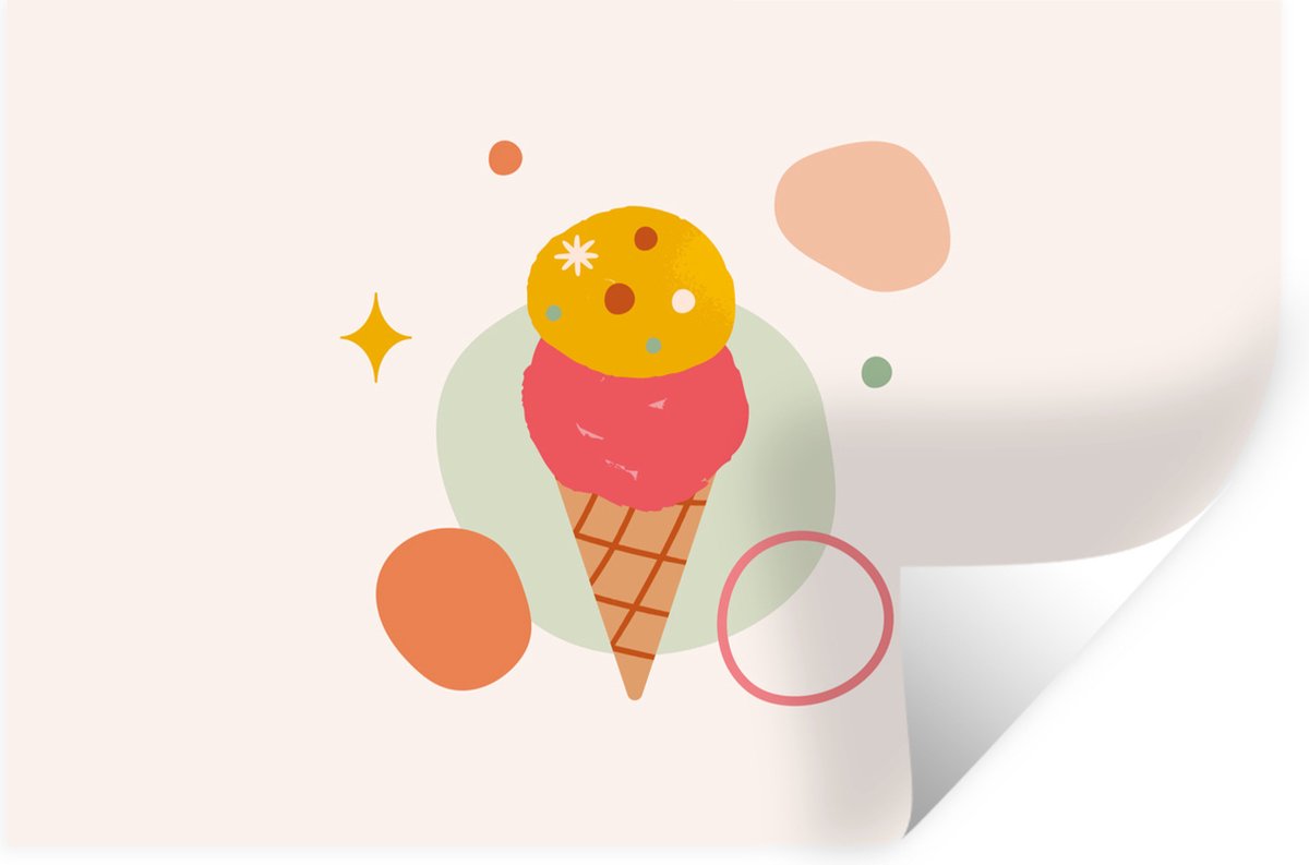 Muurstickers - Sticker Folie - IJs - Zomer - Kleuren - 60x40 cm - Plakfolie - Muurstickers