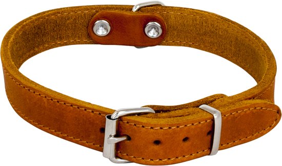 Jack and Vanilla - VETLEDER Halsband - Kleur: Cognac - Afmetingen: 30mmx60cm