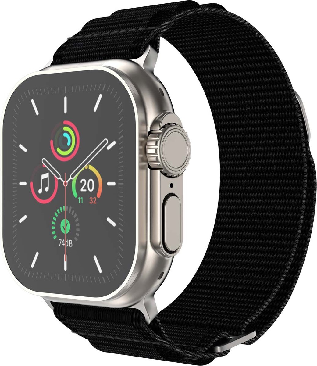 iMoshion Nylon Alpine bandje geschikt geschikt voor Apple Watch Series 1 / 2 / 3 / 4 / 5 / 6 / 7 / 8 / 9 / SE / Ultra (2) - 42 / 44 / 45 / 49 mm - Zwart