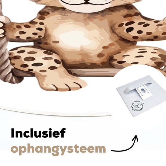 WallCircle® Wandcirkel 30x30 cm - Muurcirkel Luipaard - Dier - Kinderen - Jungle - Kinderkamer - Babykamer - Kinderkamer - Muurdecoratie cirkel woonkamer - Wanddecoratie slaapkamer - Kamer decoratie accessoires - Ronde schilderijen