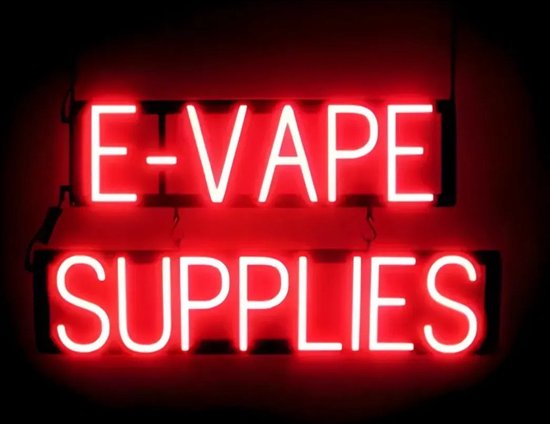 E-VAPE SUPPLIES - Lichtreclame Neon LED bord verlicht | SpellBrite | 70 x 38 cm | 6 Dimstanden - 8 Lichtanimaties | Reclamebord neon verlichting