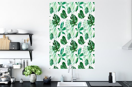 Stickers muraux - Vintage - Feuilles - Pois - 80x120 cm - Film Adhésif