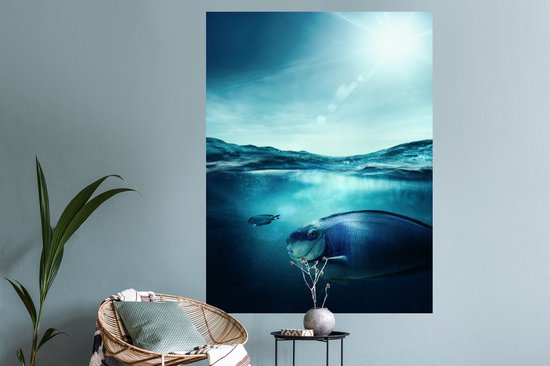 Stickers Stickers muraux - Poisson - Mer - Blauw - 90x120 cm - Feuille adhésive