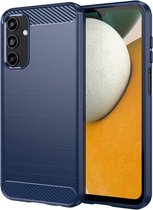 Geborsteld TPU Hoesje Geschikt voor Samsung Galaxy A15 | Beschermhoes | Back Cover | Flexibel TPU | Stijlvol Carbon | Dun | Blauw