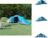 vidaXL kampeertent Grote tent - 576 x 235 x 190 cm - 6 persoons - 2 compartimenten - blauw en lichtblauw - Tent