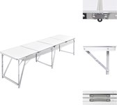 vidaXL Campingtafel Inklapbaar - 240x60x70/62/55 cm - Lichtgewicht - Draagvermogen 30-50 kg - Aluminium frame - MDF tafelblad - Campingstoelaccessoire