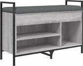 vidaXL - Schoenenbank - 85,5x32x57,5 - cm - bewerkt - hout - grijs - sonoma