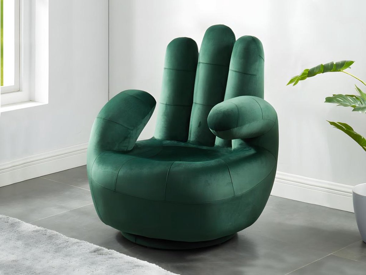 Vente-unique Draaibare fauteuil hand CATCHY van fluweel - Spargroen Dennengroen