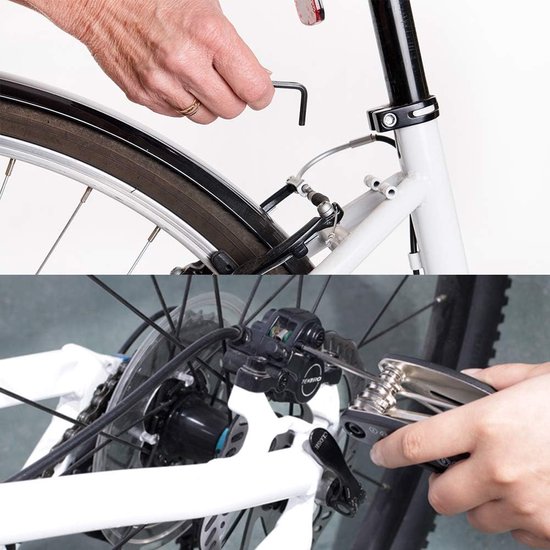 Fietsreparatieset, multifunctioneel gereedschap, 16-in-1 gereedschap, bandenlichter, fietsventiel