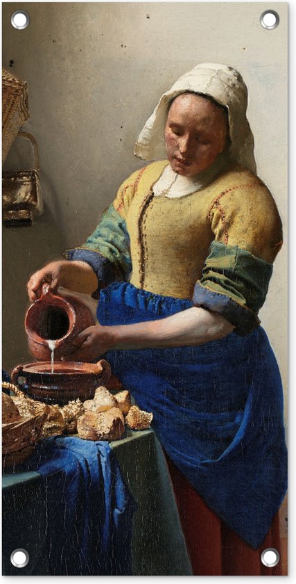 Affiche de jardin La Laitière - Peinture de Johannes Vermeer - 30x60 cm