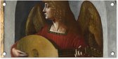 Tuinposter An angel in red with a lute - Leonardo da Vinci - 60x30 cm - Tuindoek - Buitenposter