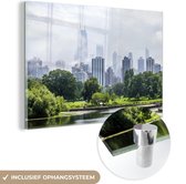 MuchoWow® Glasschilderij 180x120 cm - Schilderij acrylglas - Chicago - Park - Bomen - Foto op glas - Schilderijen