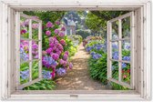 Poster de jardin Hortensia - Transparent - Fleurs - Été - 180x120 cm - Toile de jardin
