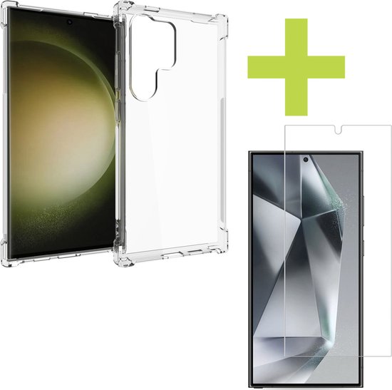 iMoshion Hoesje Shockproof & Screenprotector Gehard Glas Geschikt voor Samsung Galaxy S24 Ultra - Transparant