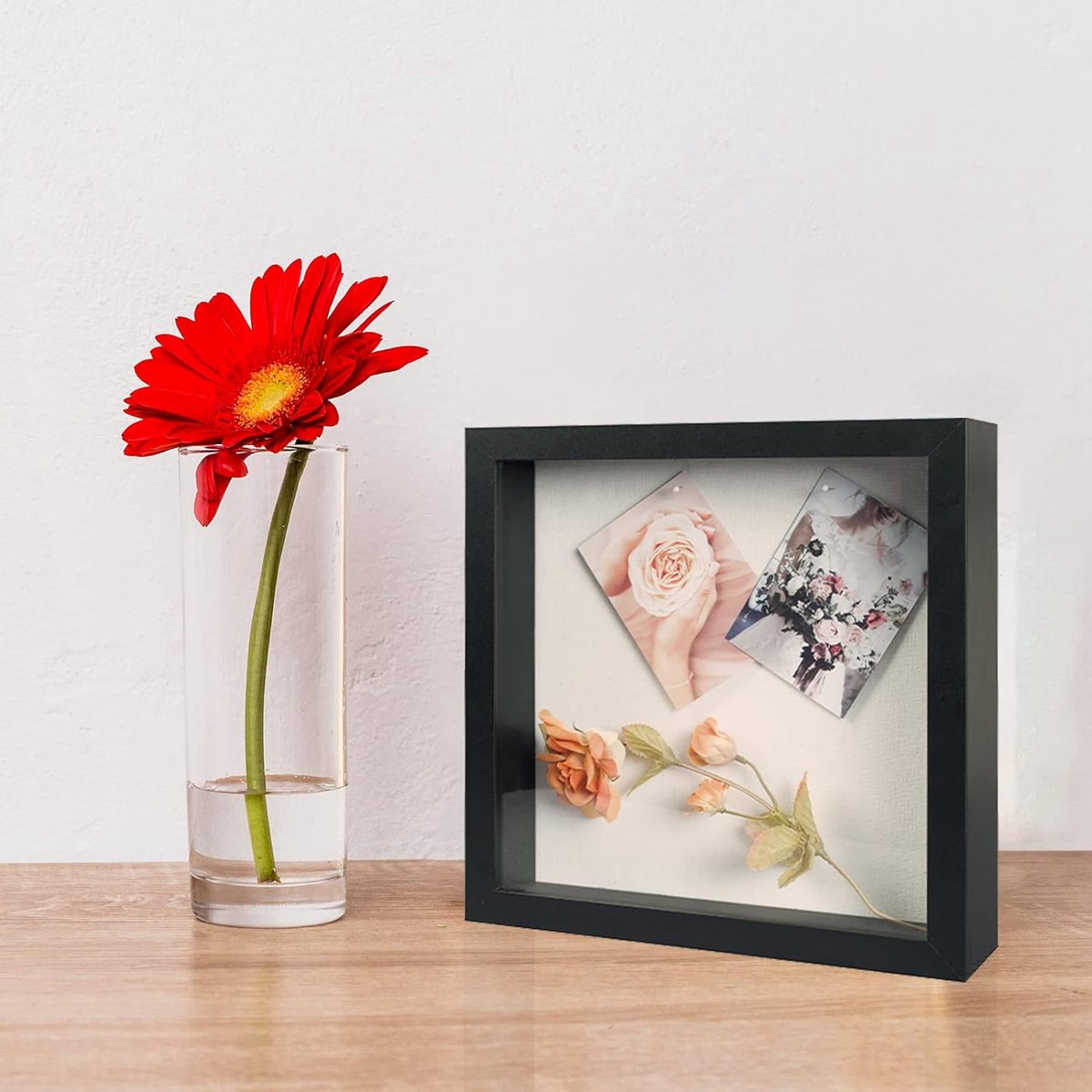 HXJDAM 3D-fotolijst om te vullen, diepe fotolijst 20 x 20 cm, 3D-objectlijst diep 3 cm wit, fotolijst diep om te vullen voor objecten, bloemen, souvenirs, cadeau voor familie, vrienden enz