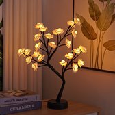 Romantische LED Rozenboomlamp - Sfeervolle Decoratie met Verstelbare Takken - Twee Lichtmodi - USB/Batterij Voeding - Warm wit Licht - Perfect als Geschenk en Huisdecoratie-geel