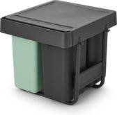 Bol.com Brabantia Sort & Go Inbouw Prullenbak - 10 + 10 + 20 liter - Jade Green en Dark Grey aanbieding